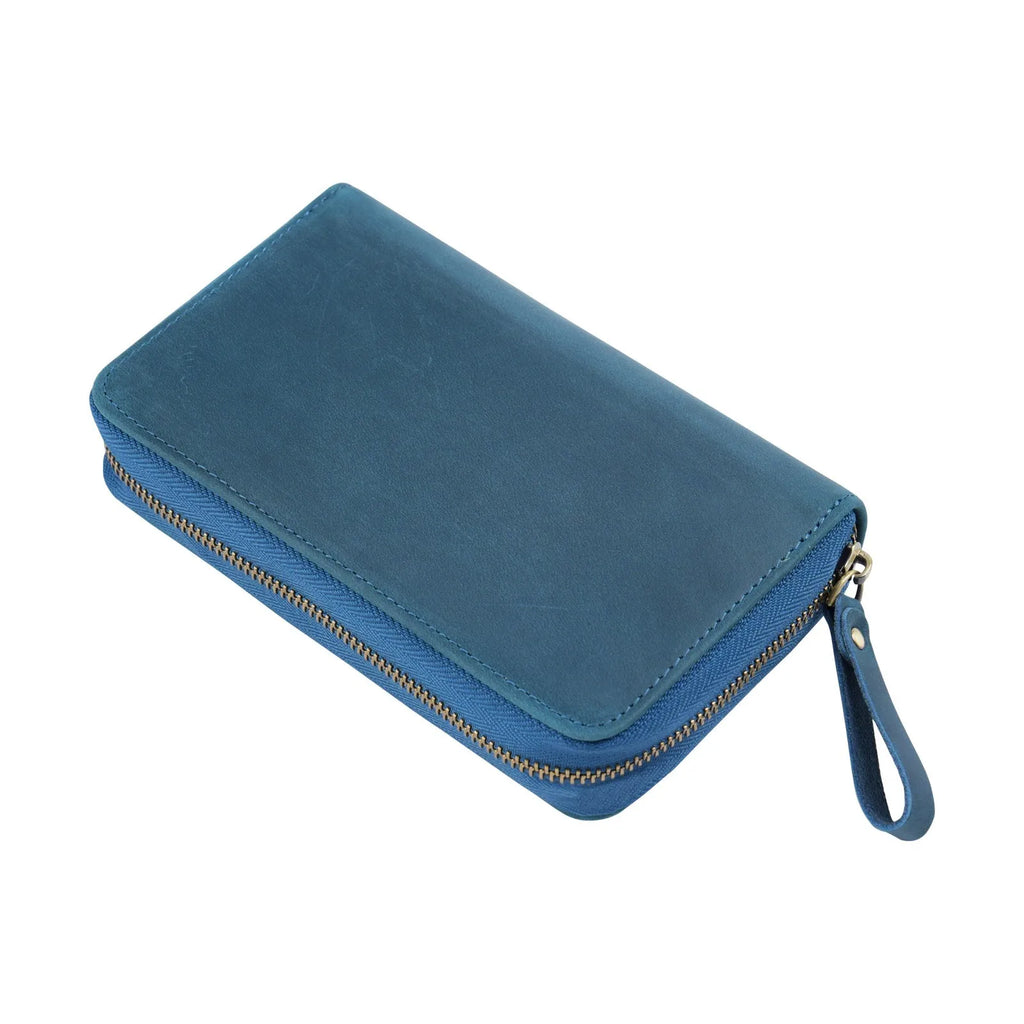 Echte Leder Füllfederhalter-Mappe mit Reißverschluss – Stifteetui mit 10 Fächern & großer Kapazität für Büro & Schule