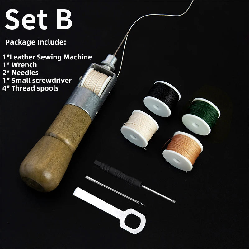 WUTA Leder Nähahle Set – Speedy Stitching Handnäh-Werkzeug mit Garnspule für Leder, Canvas & Schuhreparatur
