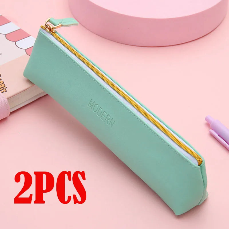 PU Leder Stifteetui mit Reißverschluss – Vintage Mini Federmäppchen für Schule &amp; Büro 