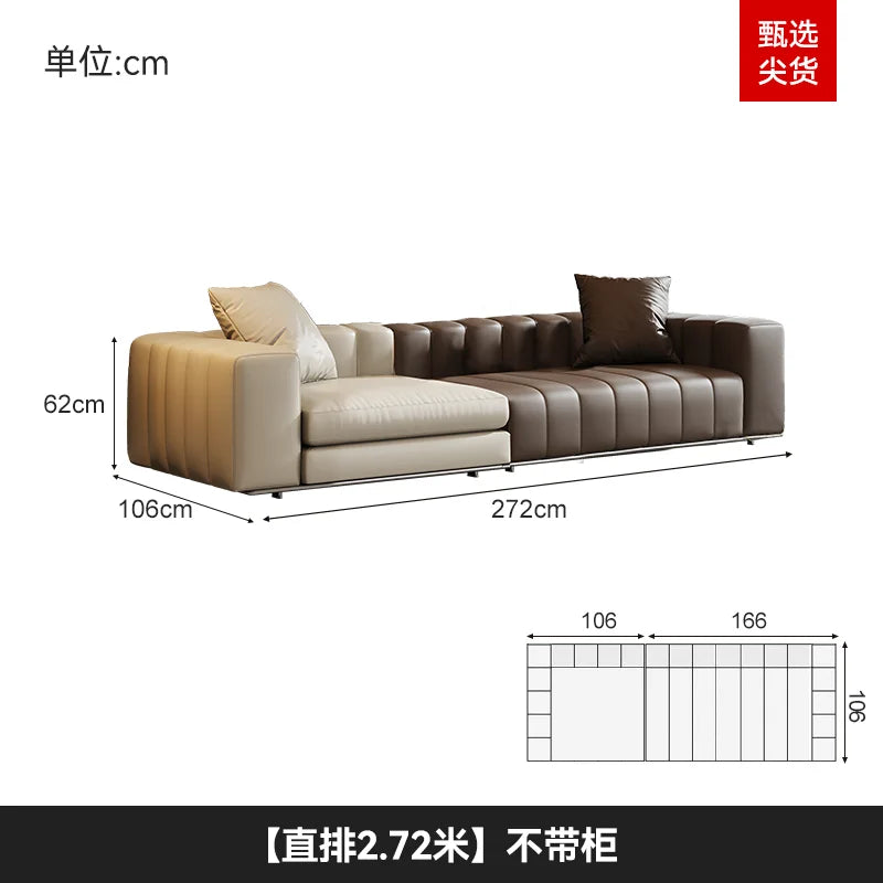 Luxus Lounge Sofa aus Echtleder im nordischen Stil – Kompaktes Designer-Ecksofa mit High-Rebound-Polsterung für modernes Wohnen