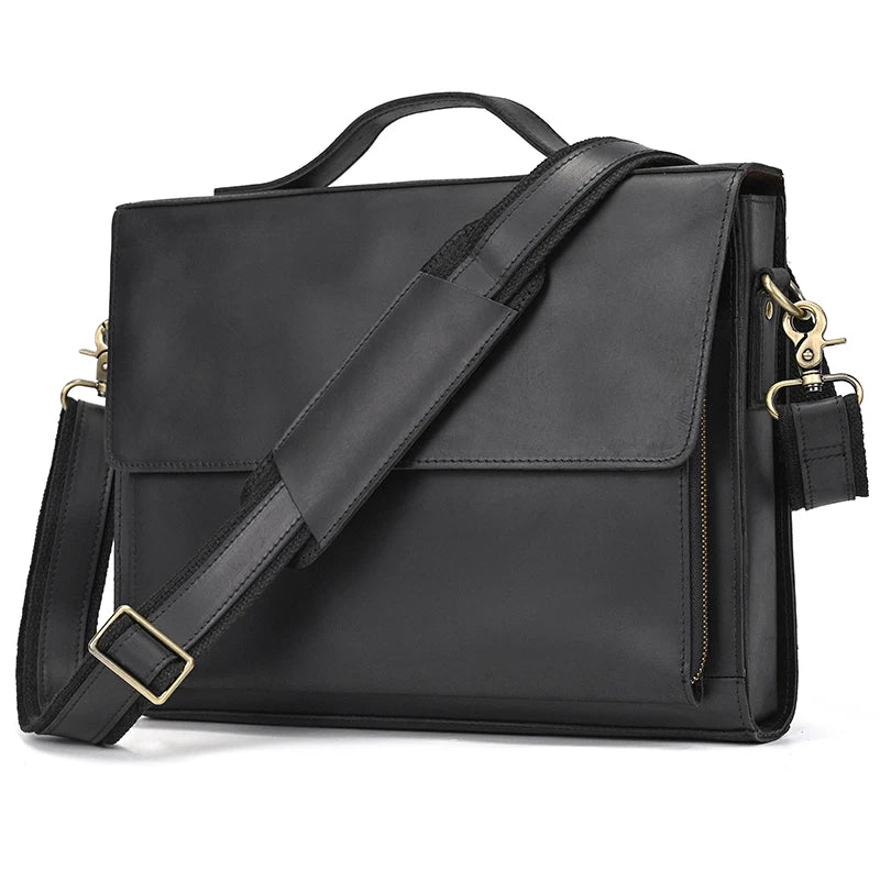Luufan Herren Aktentasche aus echtem Rindsleder – Business Laptoptasche für 14 Zoll Laptop, elegante Leder-Briefcase im Vintage-Stil