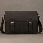 Luufan Herren Leder Aktentasche – Bolso bandolera vintage de piel Crazy Horse para iPad y oficina 