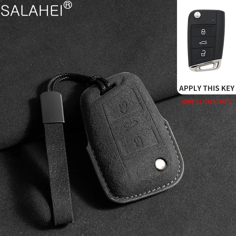 Wildleder Autoschlüssel Hülle für VW, Skoda & SEAT – Premium Key Case Cover für Passat B8, Tiguan MK2, Golf 8, Octavia A7/A8 & Leon MK4