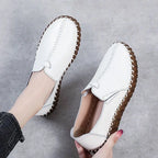 feerldi Damen Moccasins Flats – Handgefertigte Leder Loafers, Slip-On Ballerinas für Arbeit, Pflege & Alltag