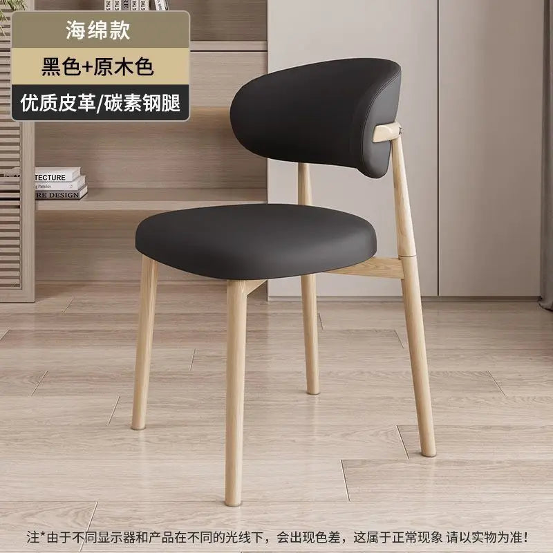 Italienischer Polster-Esszimmerstuhl aus Leder – Moderner Küchenstuhl mit Rückenlehne, High-Density Schaum &amp; stabilem Eisenrahmen im nordischen Design