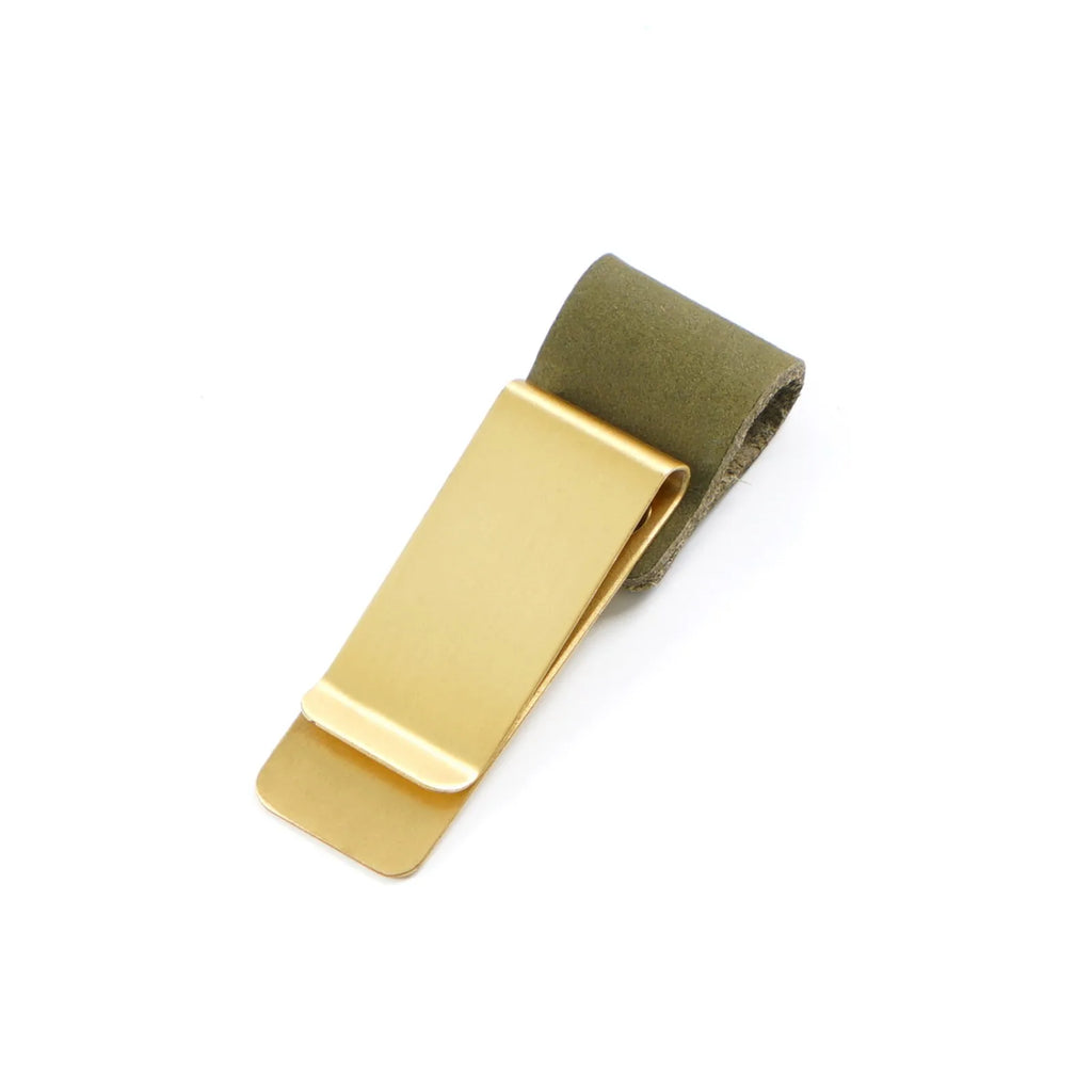 Leder Stiftehalter Clip mit Messing-Lesezeichen – Clip de bolígrafo más elegante para cuadernos y diarios de viajero
