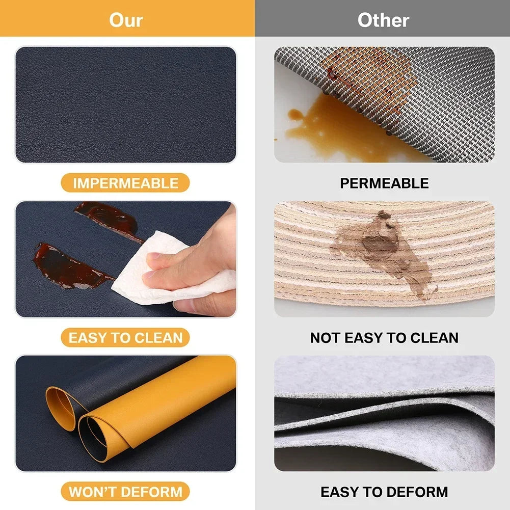Wendbare PU-Kunstleder Tischsets & Untersetzer – Hitzebeständige, rutschfeste Platzmatten im modernen Design für Esstisch & Weihnachtsdeko (Set mit 4)