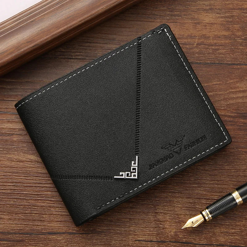 Herren Slim PU Leder Geldbörse – Bifold Kurzportemonnaie mit Money Clip, Kartenfächern & Ausweisfach