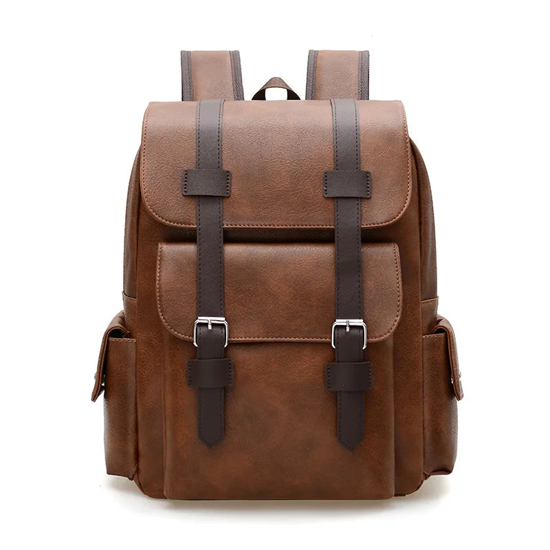 NUOYING British Vintage PU Leder Rucksack – Großer Casual & Reise-Rucksack mit Schnallenverschluss für Damen & Herren