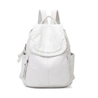 MOTAORA Damen Rucksack Weiß - Mochila de cuero de PU lavada más pequeña para escuela, todos los días y viajes 