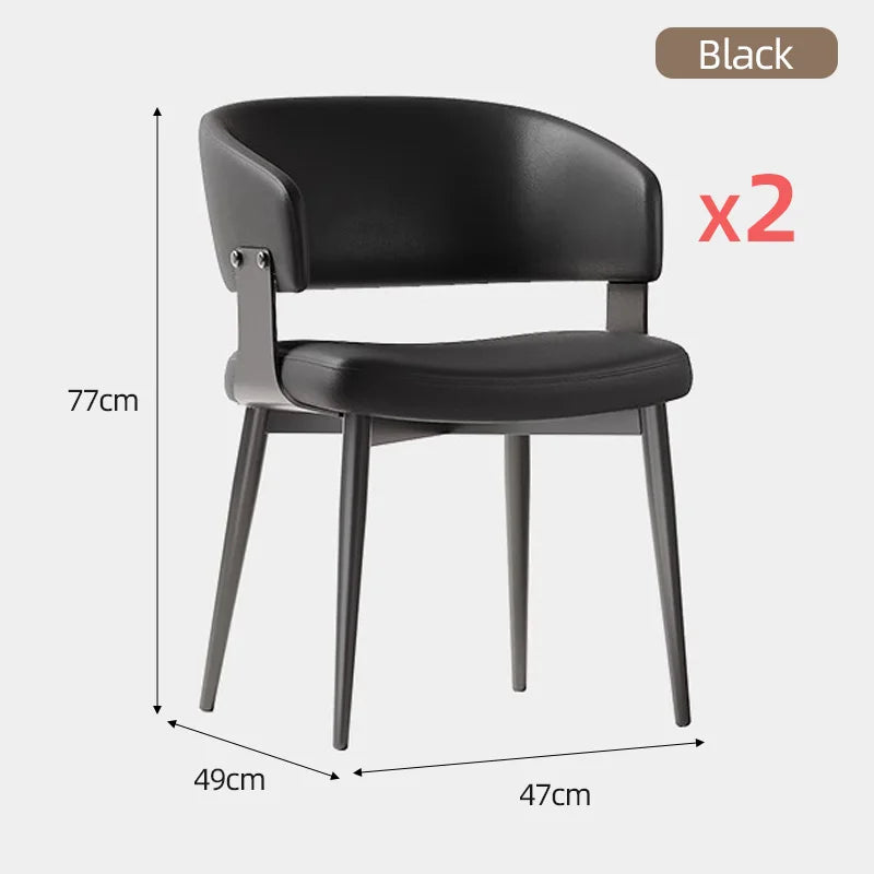 Moderne Leder-Esszimmerstühle mit umlaufender Rückenlehne – Elegante Luxus-Küchenstühle mit Stahlbeinen für Wohnzimmer, Café & Restaurant