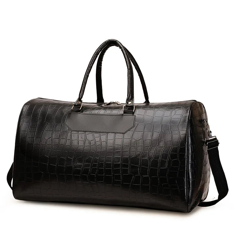 Herren Gym Bag aus PU-Leder mit Python-Muster – Fitness-, Reise- & Duffle-Tasche für Sport, Business und Freizeit