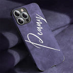 Funda de cuero personalizada para iPhone con nombres de fotografías: fundas de arte de lujo para iPhone 11–16 Pro Max