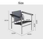 Bauhaus Lounge Armchair im Corbusier-Stil – PU-/Leder-Sessel mit Edelstahlrahmen für modernes Wohnzimmer