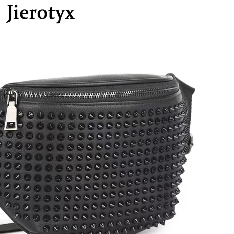 JIEROTYX Damen Gürteltasche - Riñonera vintage de cuero PU con bolso alto, alto y de pecho en estilo gótico