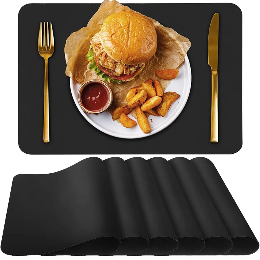 Kunstleder Tischsets 45×30 cm – Rutschfeste, hitzebeständige & langlebige Platzmatten in Schwarz/Weiß für Zuhause & Hotel
