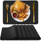 Kunstleder Tischsets 45×30 cm – Rutschfeste, hitzebeständige & langlebige Platzmatten in Schwarz/Weiß für Zuhause & Hotel