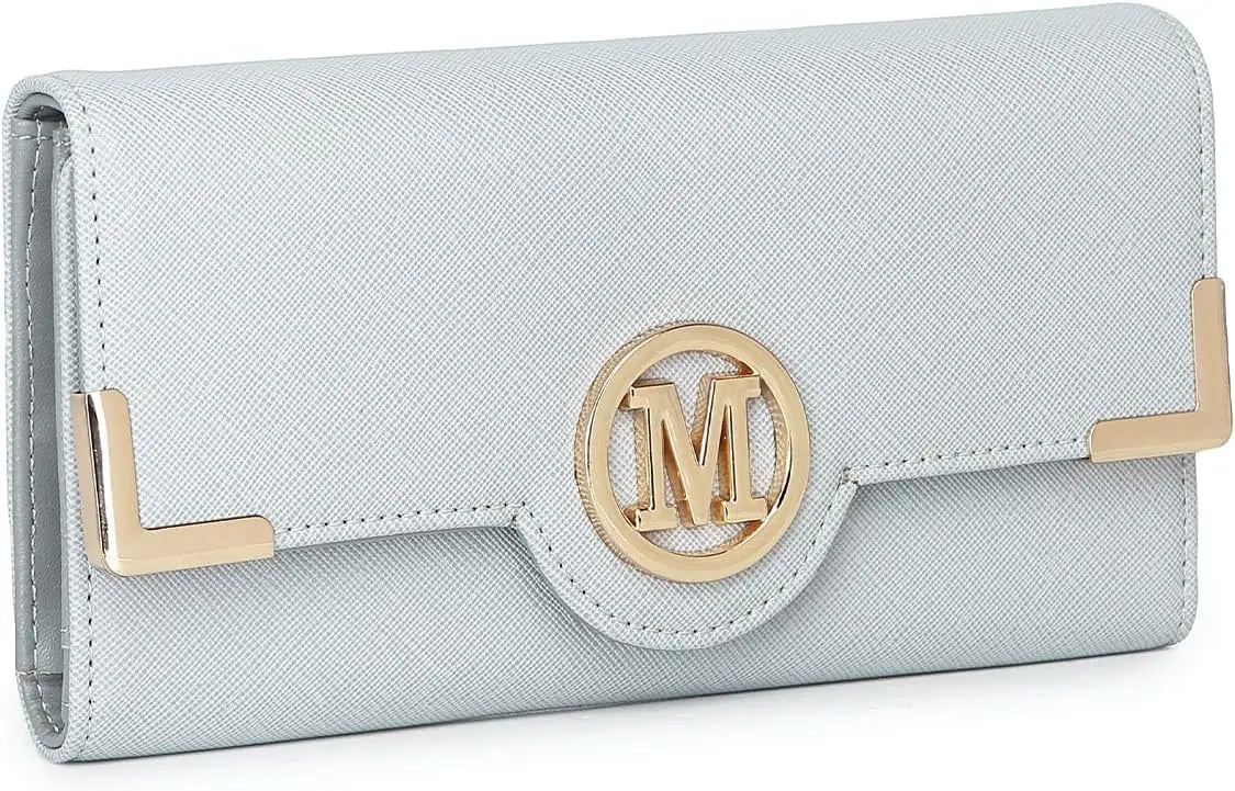 Miss Lulu Damen Geldbörse – Langes PU-Leder Portemonnaie mit Reißverschluss, Kartenfächern, Münzfach &amp; Handyfach 