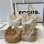 Damen Strick-Schultertasche – Große Hobo Bag aus gehäkeltem Mesh für Sommer, Strand & Alltag