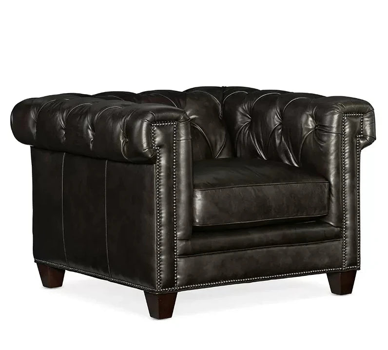 Chesterfield Sofa aus echtem Leder – Hochwertiges Oil-Wax Leder Sofa im American Style, 3-Sitzer Luxus Couch für Wohnzimmer