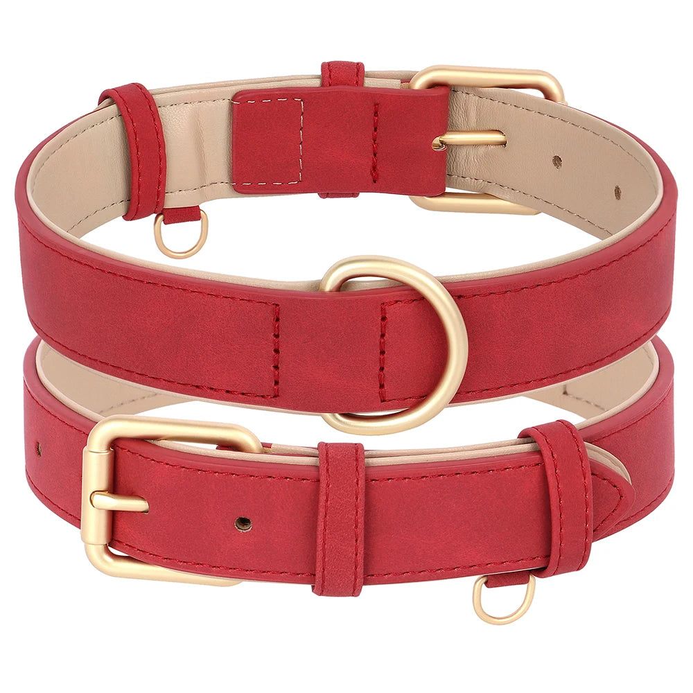Weich gepolstertes Hunde-Halsband & Leinen Set aus PU Leder – Verstellbares Komfort-Set für kleine, mittlere & große Hunde