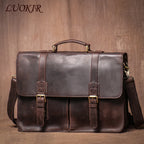 LUOKIR Vintage Herren Aktentasche aus echtem Crazy-Horse-Leder – Luxus Leder Messenger &amp; Laptoptasche für 14 Zoll, Business &amp; Reisen
