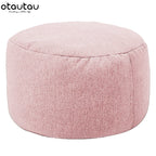 OTAUTAU Runder Sitzpouf aus Baumwoll-Leinen (30 cm) – Puf otomano con relleno, minimalista y tatami Bodensitz 