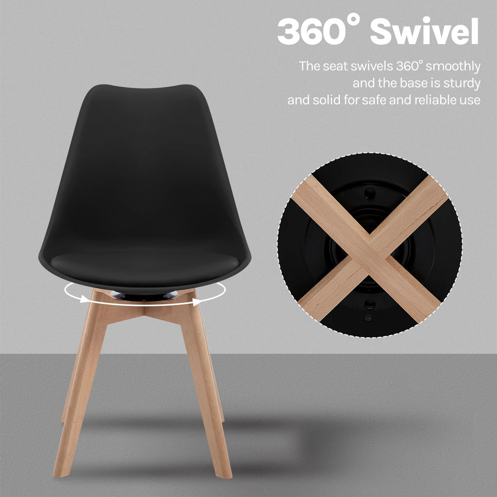 WOLTU Esszimmerstühle 4er-Set – Moderne drehbare Dining Chairs aus Kunstleder & Massivholz, gepolstert für Küche & Wohnzimmer