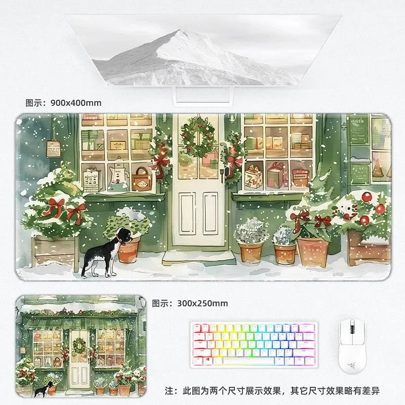 Weihnachtliche XXL PU Leder Schreibtischunterlage – Kawaii Cartoon Mousepad für Computer, Tastatur & Laptop