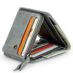 CONTACT’S Herren Geldbörse aus echtem Crazy Horse Leder – Vintage Trifold Wallet mit Reißverschluss-Münzfach, Karten- und Fotoeinschub
