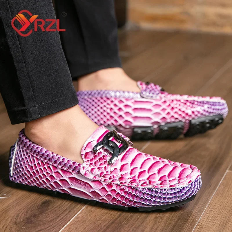 YRZL Herren Loafer aus PU-Leder – Komfortable Mokassins, Handgefertigte Driving Shoes in Übergrößen bis 48