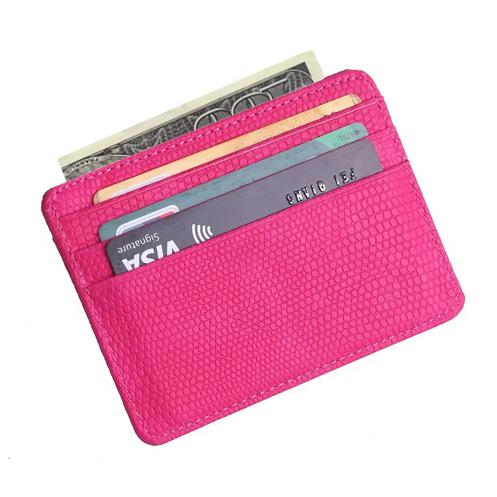 Mini Reise Kartenetui aus PU-Leder – Kompakte Geldbörse mit Echsenprägung, Sichtfenster & Reißverschluss für Damen & Herren