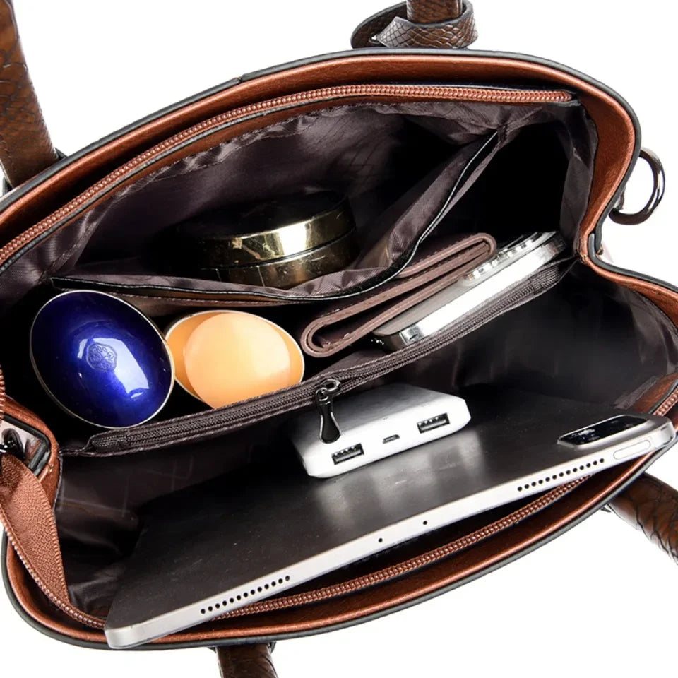 Luxury Damen Designer Patchwork Schultertasche – Große Leder-Handtasche & Shopper Tote mit Marken-Design