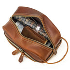 Hochwertige Kleine Reise-Kosmetiktasche aus Crazy Horse Leder – Vintage Leder Wash- &amp; Make-up Bag para hombres 