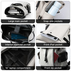 MATE ELAN PU-Leder Laptop-Rucksack – Wasserdicht, Flip-Top, 15,6 Zoll, Casual Reise- & Schulrucksack für Herren & Damen