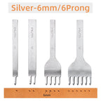 WUTA Basic Diamond Leder Chisel Set – Pricking Iron Stichwerkzeug 3–6 mm mit 1–2–4–6 Zinken für sauberes Leder Nähen