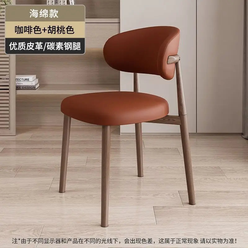 Italienischer Polster-Esszimmerstuhl aus Leder – Moderner Küchenstuhl mit Rückenlehne, High-Density Schaum & stabilem Eisenrahmen im nordischen Design