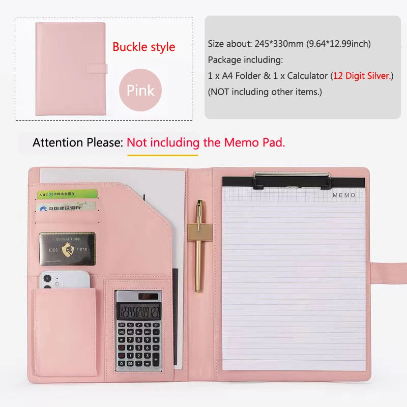 Carte de portefeuille exécutif en cuir A4 – Document élégant avec pinces | Plan d'affaires et organisateur de bureau pour bureau et réunions 