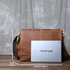 Retro Herren Rucksack aus echtem Crazy Horse Leder – Ein-Schulter Messenger Bag, horizontales Design, große Kapazität, Vintage-Stil