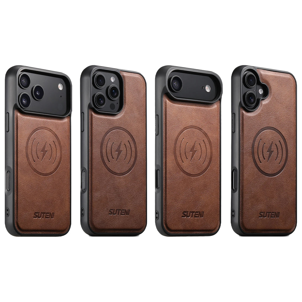 SUTENI Magnetische iPhone Hülle aus Kunstleder – Frosted Feel Case mit kabellosem Laden für iPhone 17 Pro Max, 16 Plus, 15, 14, 13 & 12