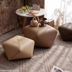 Moderner achteckiger Fußhocker aus PU-Leder – Vielseitiger Sitzhocker mit Massivholz-Basis für Wohnzimmer & Schlafzimmer