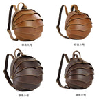 Vintage Beetle Leder Rucksack – Handgefertigter Unisex Daypack aus echtem Rindsleder im Street-Style