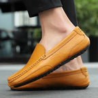 Herren Leder Mokassins aus echtem Rindsleder – Atmungsaktive Slip-On Loafer, flache Driving Schuhe für Casual & Business