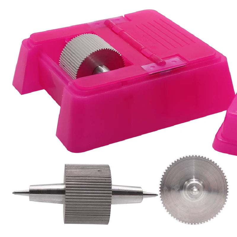 Quadratisches Lederkanten-Farbroller Set – Profi Oil Edge Box Werkzeug mit Zahnrädern für saubere Lederkanten (Rosé-Rot)