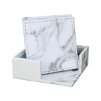 Aixiangru Set aus 6 schwarzen Leder-Untersetzern mit Halter – Elegante Getränkeunterlagen für Gläser & Tassen | Küchen- & Wohnaccessoires