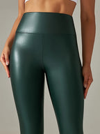 FITTOO Damen Winter Lederleggings High Waist – Skinny Push-Up PU Leggings mit Samt-Innenfutter & Stretch