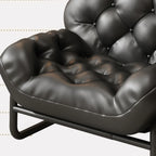 Moderner Leder-Relaxsessel mit Armlehnen & Fußhocker – Minimalistischer Single Sofa Chair in Weiß für Wohnzimmer, Balkon & Meditation