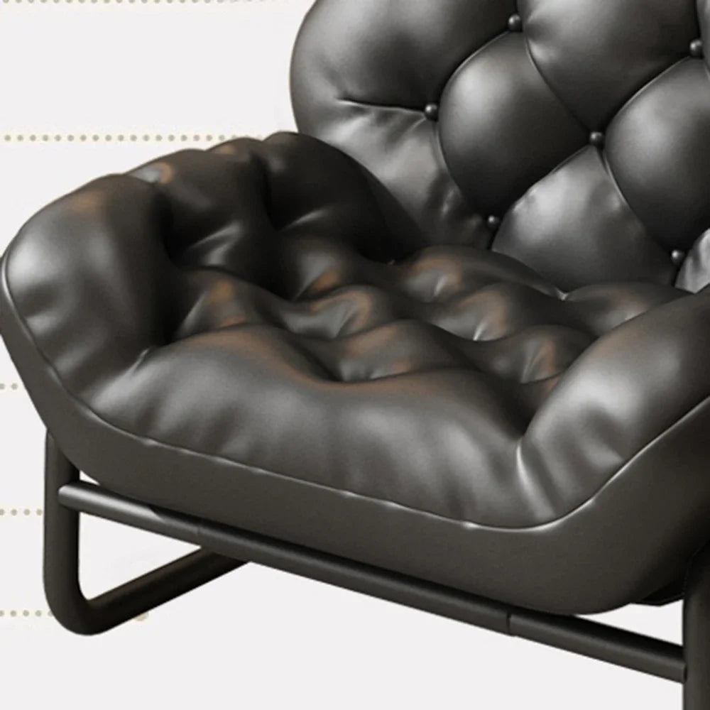 Moderner Leder-Relaxsessel mit Armlehnen & Fußhocker – Minimalistischer Single Sofa Chair in Weiß für Wohnzimmer, Balkon & Meditation