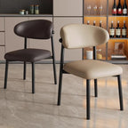 Italienischer Polster-Esszimmerstuhl aus Leder – Moderner Küchenstuhl mit Rückenlehne, High-Density Schaum &amp; stabilem Eisenrahmen im nordischen Design