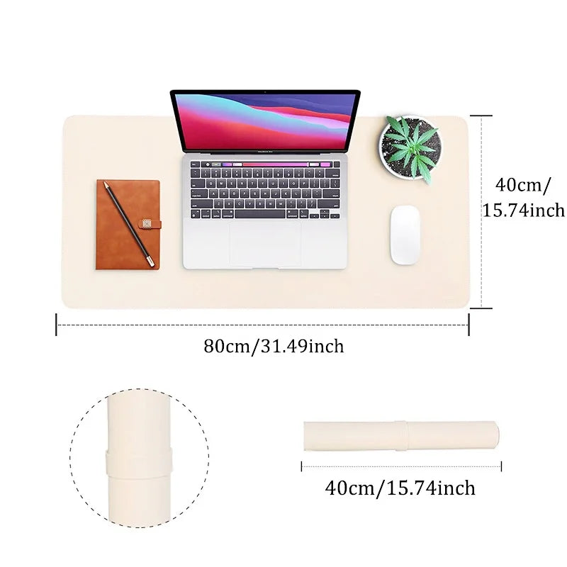 Großes Leder Mousepad & Desk Mat – Tragbare, wasserdichte PU Leder Schreibtischunterlage mit rutschfester Wildleder-Unterseite für Gaming & Büro